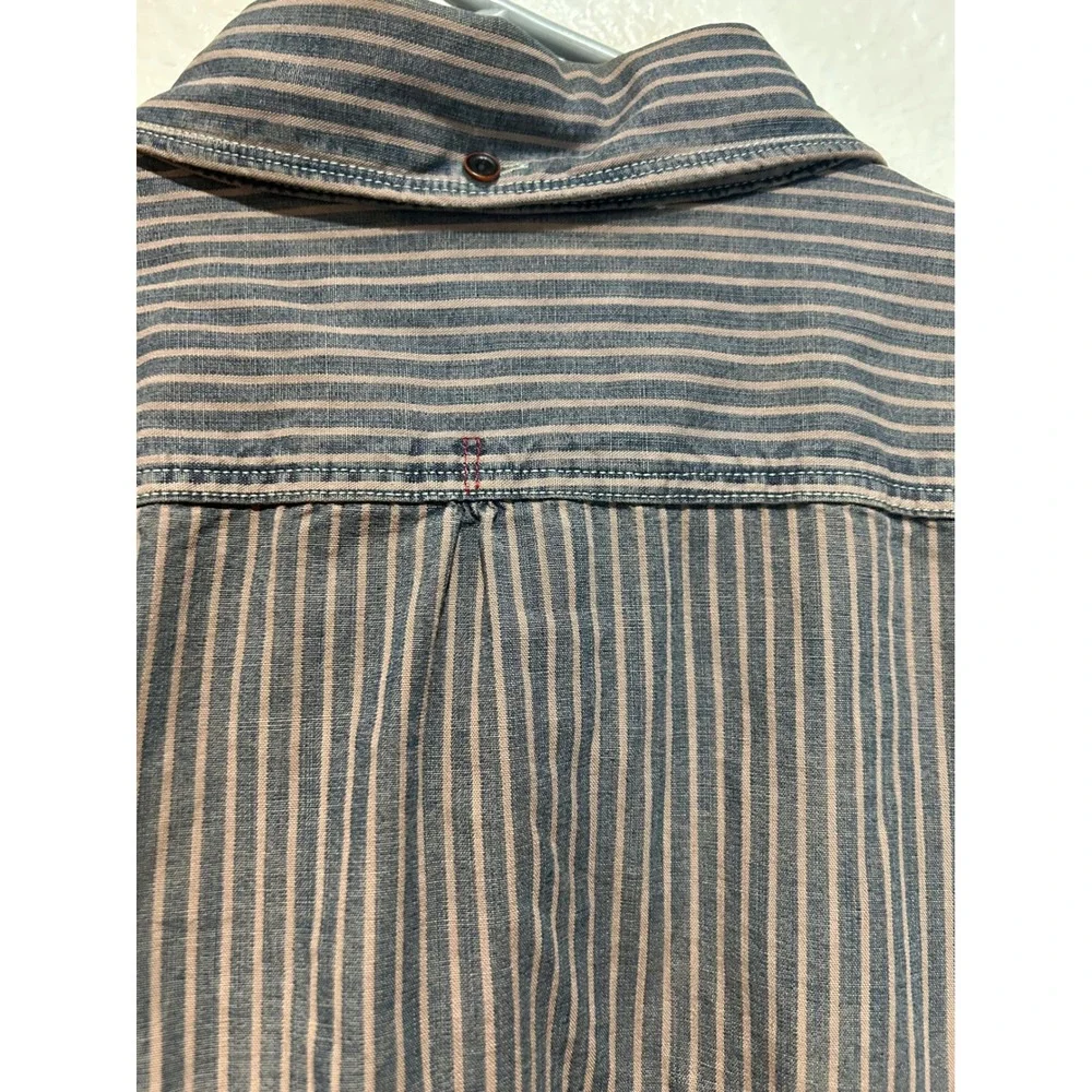 Banana Republic Heritage Mens Striped Button Down Shirt Grey Tan‎ Medium 15-15.5